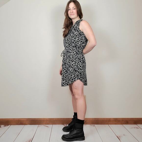 Loft Floral Shift Dress Teal Gray SP - Picture 4 of 12